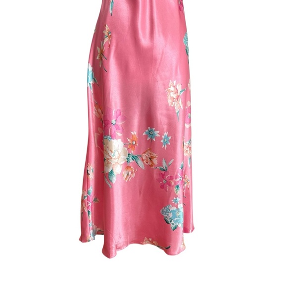 JONES NEW YORK Fuschia Floral Satin Slip Dress Lingerie Gown Vintage Inspired M - Picture 8 of 15